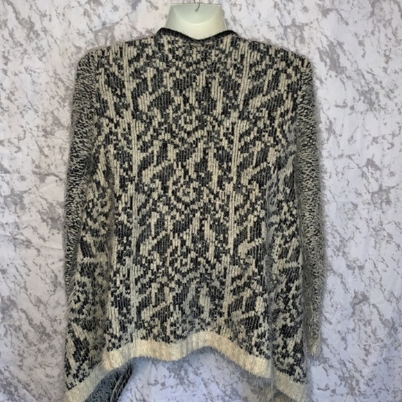 DANI COLLECTION DRAPE FRONT CARDIGAN SWEATER BLACK AND WHITE LADIES SIZE  SMALL - Picture 3 of 8